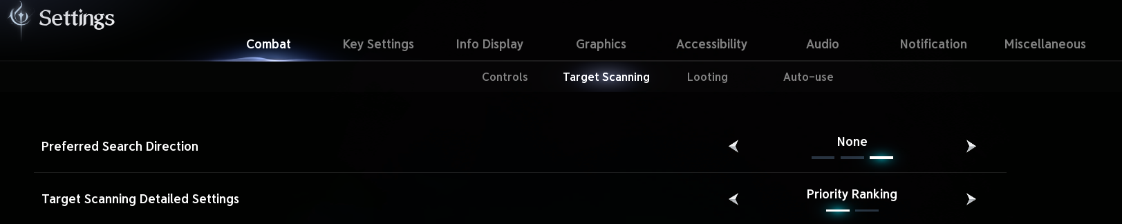 Target Scanning beállítások